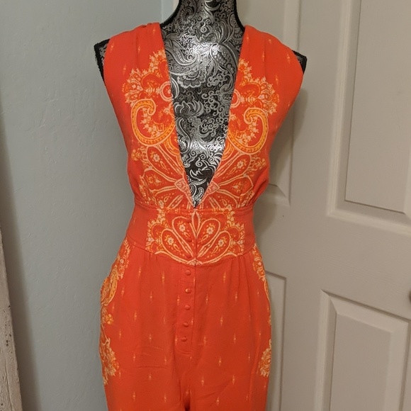Free People Dresses & Skirts - NWT Free People orange floral jumper sz L